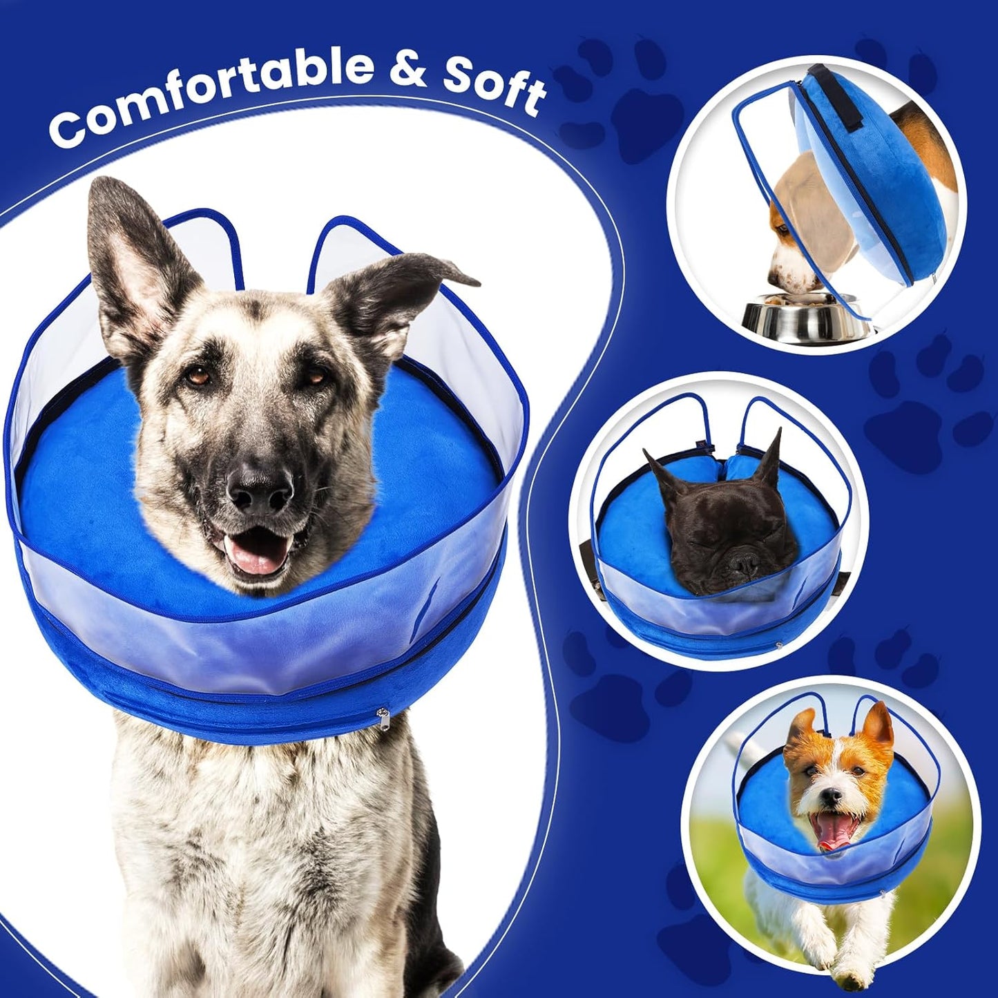 BARKLESS Dog Cone, Inflatable Dog Cone After Surgery for Large Breeds, Soft Surgery Collar with Enhanced Anti-Licking Guard Shield for Pets, Patented Protective Donut Collar