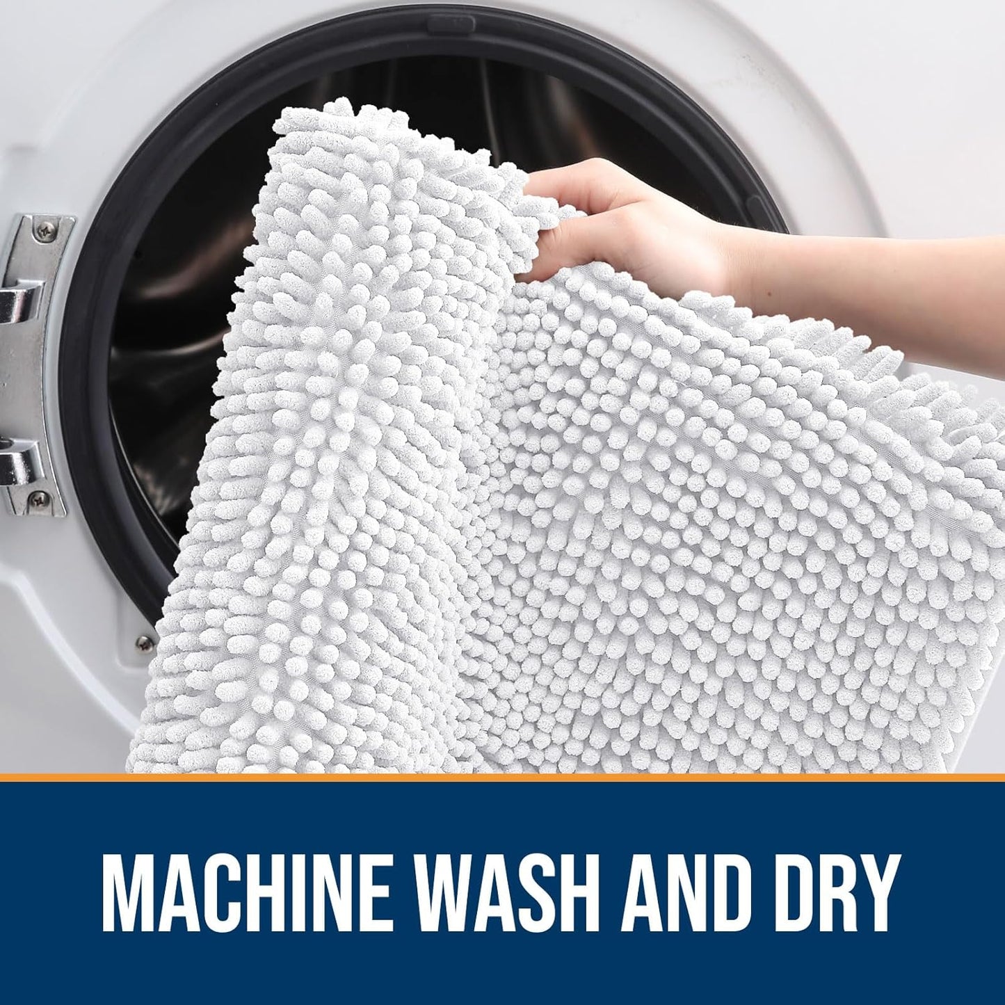 OLANLY Dog Door Mat for Muddy Paws 40x32, Absorbs Moisture and Dirt, Absorbent Non-Slip Washable Doormat, Quick Dry Chenille Mud Mat for Dogs, Entry Indoor Entryway Carpet for Inside Floor, White