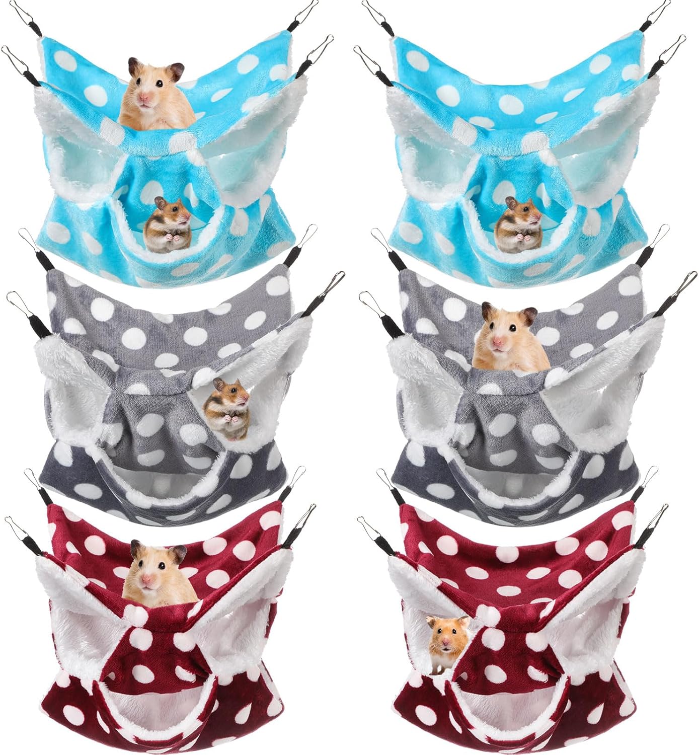 Sadnyy 6 Pieces Guinea Pig Rat Hammock Three Layer Ferret Bed Small Animal Hanging Pet Cage Hammock for Chinchilla Rat Sugar Glider Squirrel Reptiles(Lively Pattern)