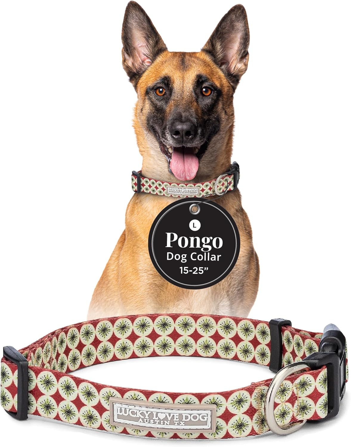 Lucky Love Dog - Adjustable Dog Collar with Easy Click Buckle for Small to Large Ones, Durable, & Comfortable for Male & Female Dogs, Pet Collar for Puppies & Adult Dogs - Pongo, Large