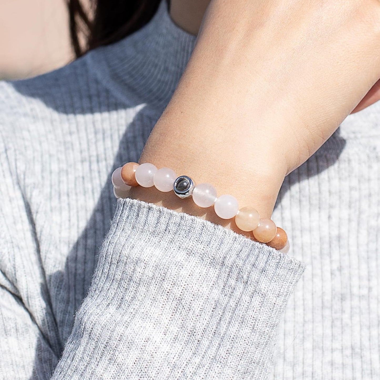 EMIRISTIC Custom Photo Bracelet - Personalized Picture Natural Stone Cuban Chain Bracelet - Any Special Day Gifts