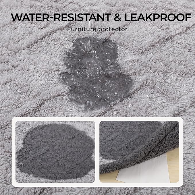 Waterproof Pet Blanket, Liquid Pee Proof Dog Blankets for Sofa Bed Couch, Reversible Sherpa Fleece Furniture Protector Cover for Small Medium Large Dogs Cats,Light Grey Small（40" x 28"）