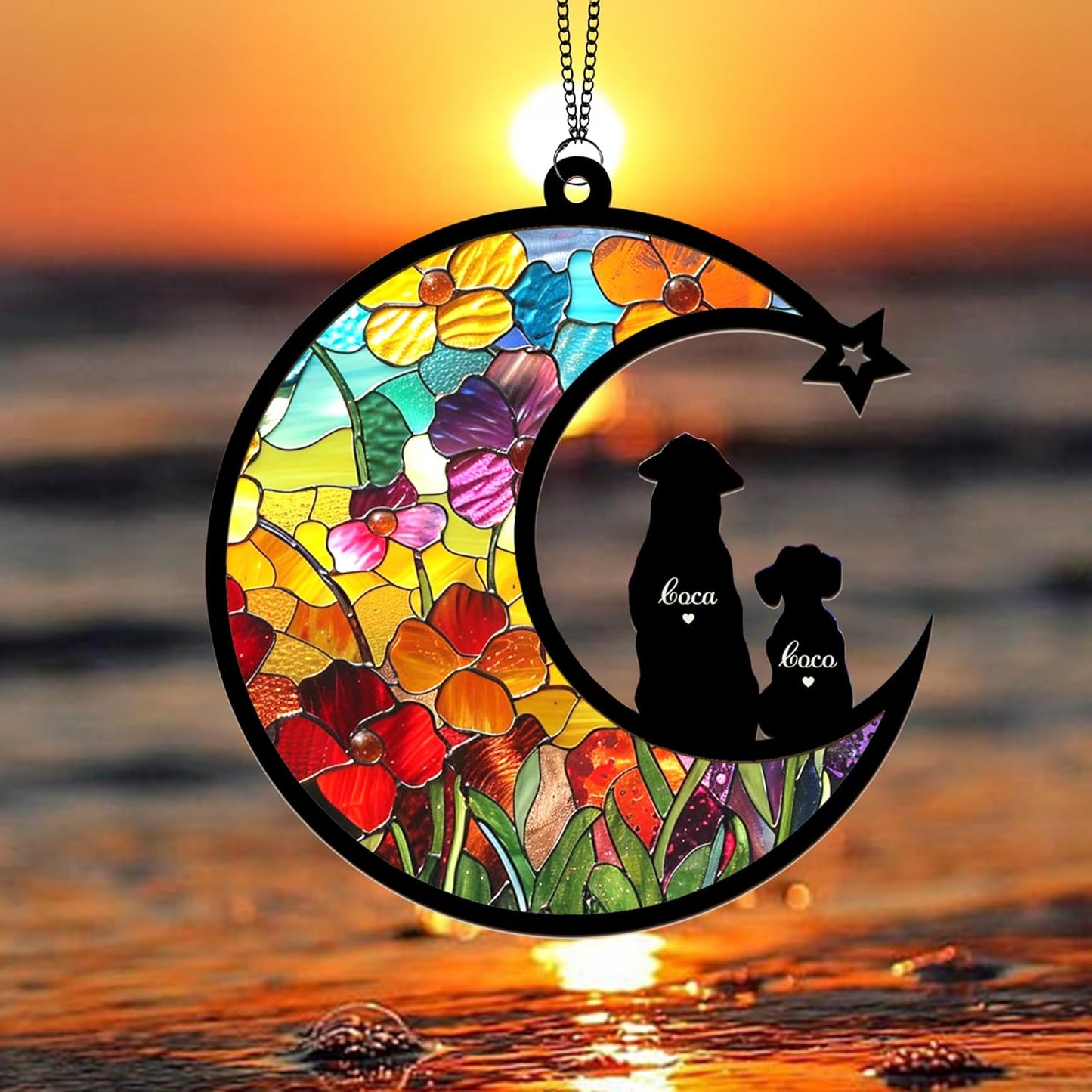 Personalized Dog Rainbow Bridge Suncatcher – Custom Dog Loss Sympathy Gift, Memorial Suncatcher for Dog Lovers, Pet Remembrance Keepsake