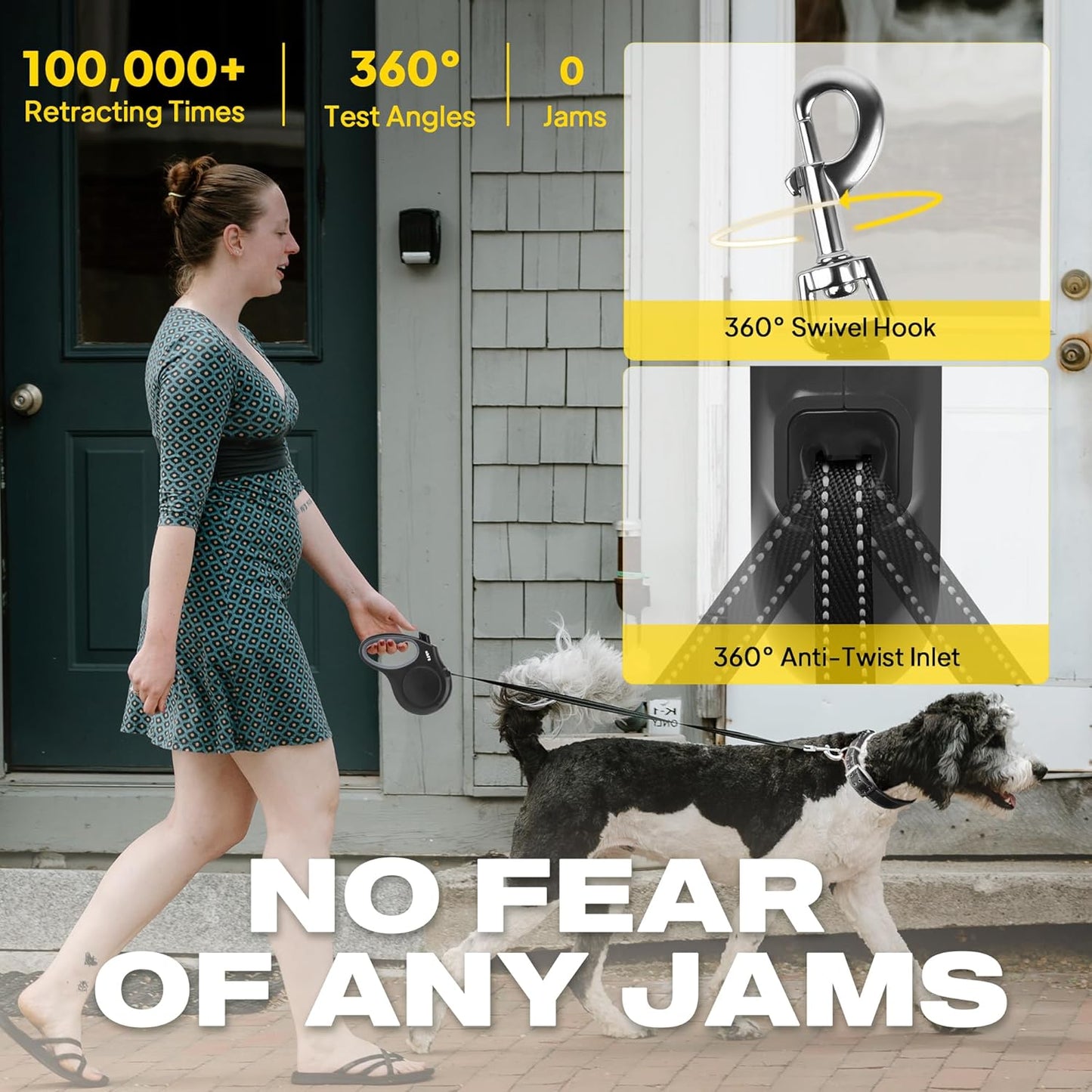 Fida Retractable Dog Leash X-Small Breed, 10 ft Durable Pet Walking Leash for Extra Small Dogs/Cats/Small Animals up to 18 lbs, 360° Tangle Free, Black