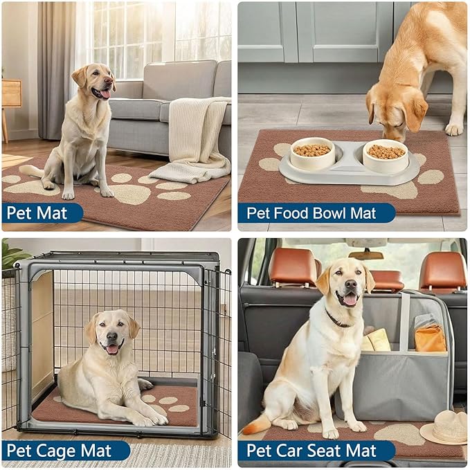 Buganda Dog Door Mat for Muddy Paws, Absorbent Dirt Trapper Washable Indoor Doormats, Non Slip Low-Profile Mud Mat for Dogs, Front Entrance Doormat for Inside Floor (36x24 Inches, Camel)