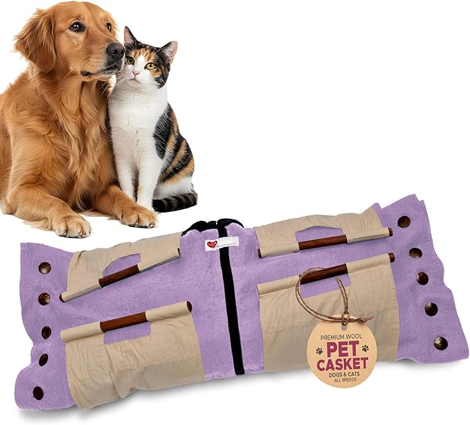 Cocoon® - Eco-Friendly Pet Burial & Cremation Ceremony Kit (Premium Wool) - Casket for Dogs and Cats (Choose Size & Color) (XL, Lavender)