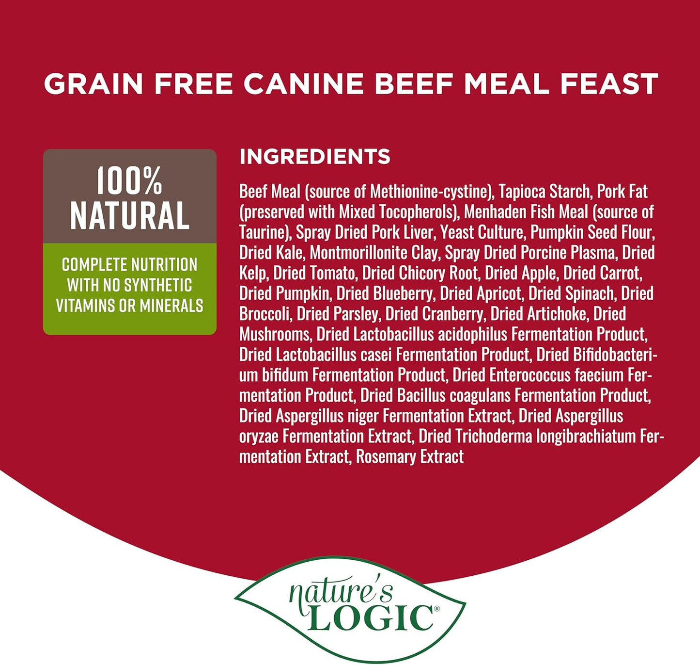 Nature's Logic Grain-Free Dry Dog Food - All-Natural, High Protein, No Synthetic Vitamins/Minerals - Gluten Free - Supports Healthy Digestion - All Breeds & Ages - Beef Meal Feast, 25lbs