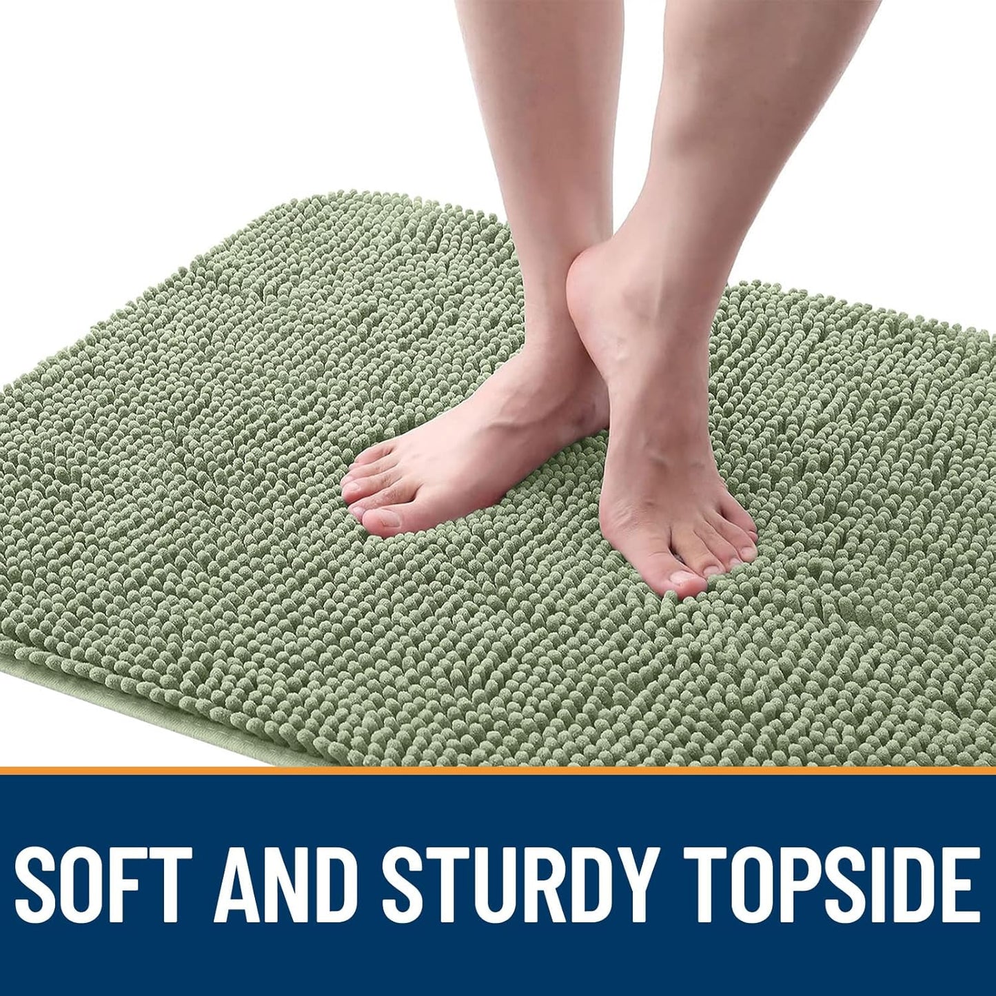 OLANLY Dog Door Mat for Muddy Paws 40x24, Absorbs Moisture and Dirt, Absorbent Non-Slip Washable Doormat, Quick Dry Chenille Mud Mat for Dogs, Entry Indoor Entryway Carpet for Inside Floor, Sage Green