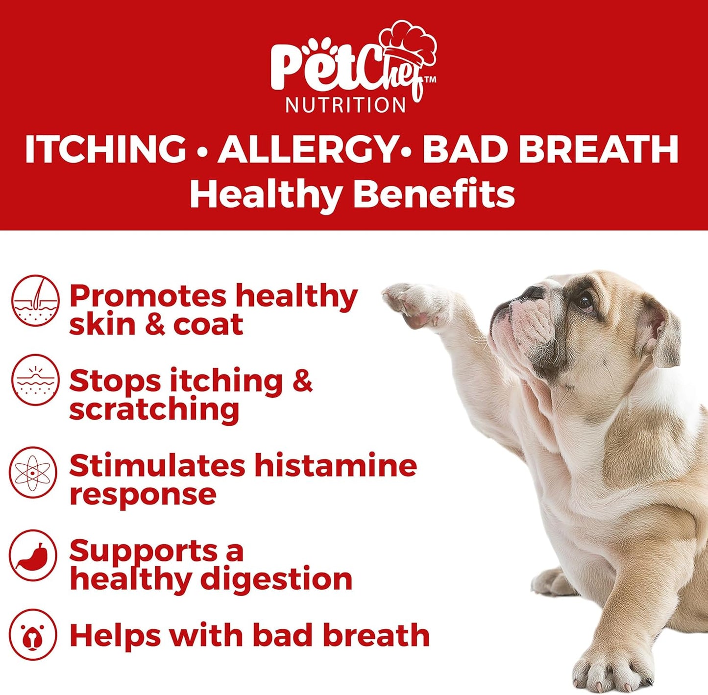 Pet Chef Dog Stop Itching Relief Chew - Anti Itch for Dogs with Omega 3, Salmon Oil - Bacon Flavor - Easy Allergen-Free Immune System Support - Top Allergy Medicine for Dogs. 140ct. Best Value!