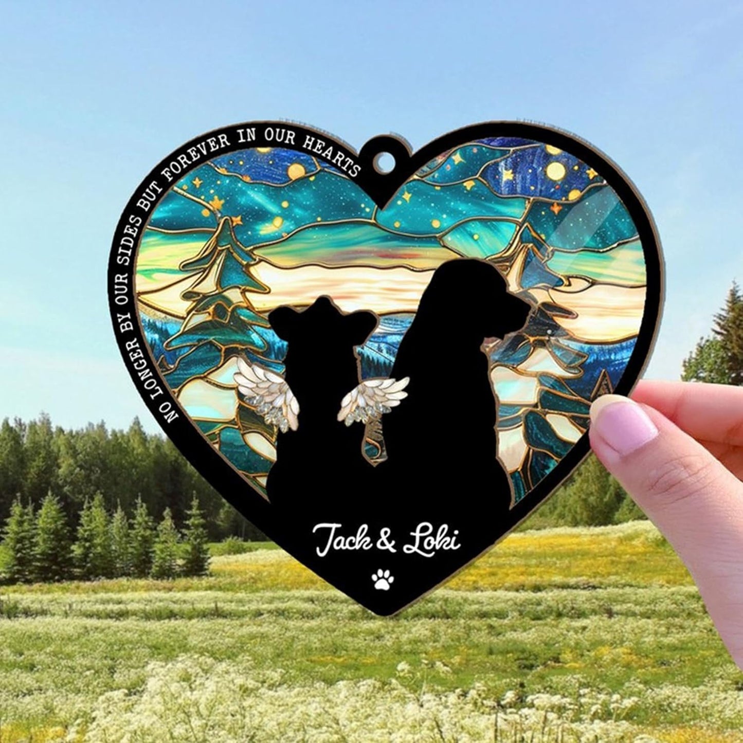 Personalized Dog Memorial Suncatcher – Custom Suncatcher with Name & Breed for Up to 3 Pets, Pet Loss Sympathy Gift, Memorial Keepsake for Dog Lovers