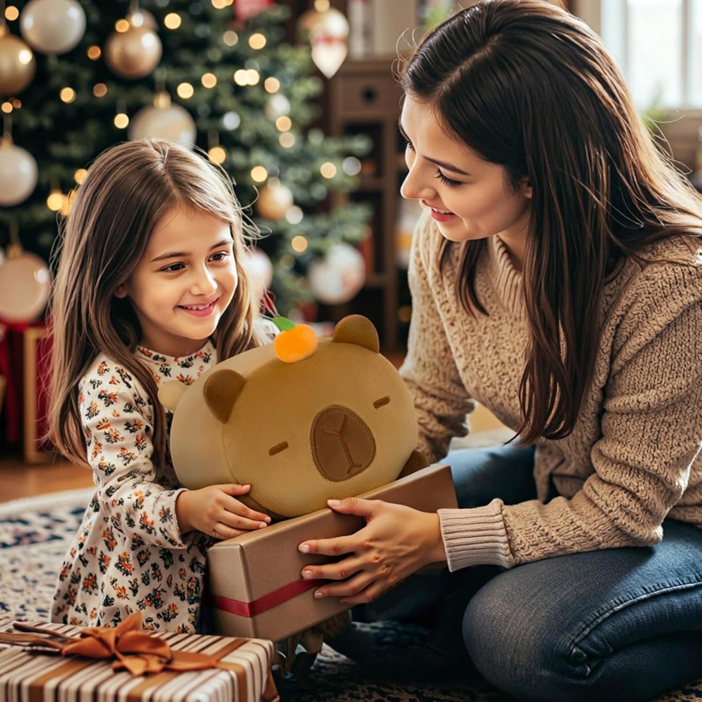 Cute Capybara Plush Pillow, Kawaii Plushies Capybara Stuffed Animal Toy, Kawaii Animal Plushie, Soft Squishy Birthday Gifts for Kids & Girls (8 Inch)