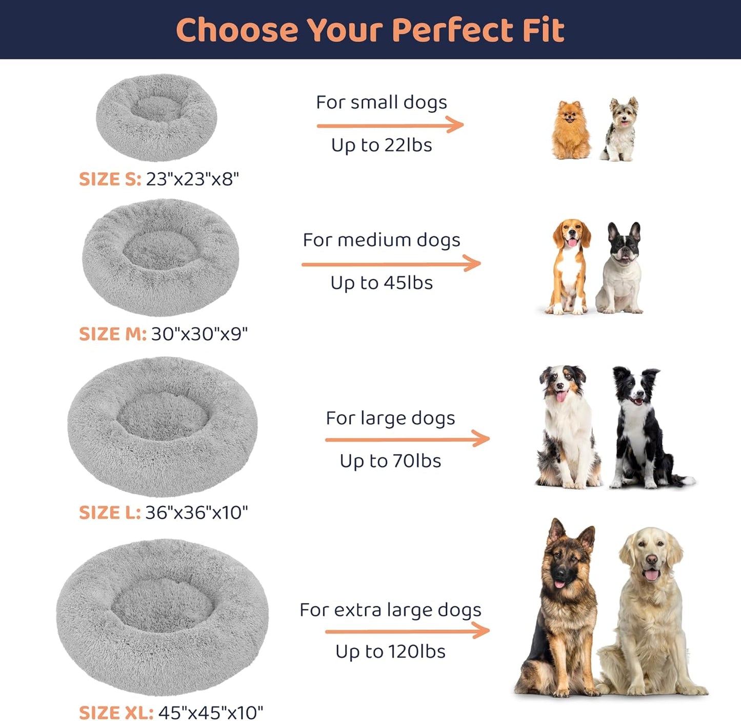 Donut Dog Bed - Premium Comfort for Anxiety Relief - Fluffy & Calming Design with Ultra-Plush Support | Cozy Round Dog Bed with Super Soft Circle Style