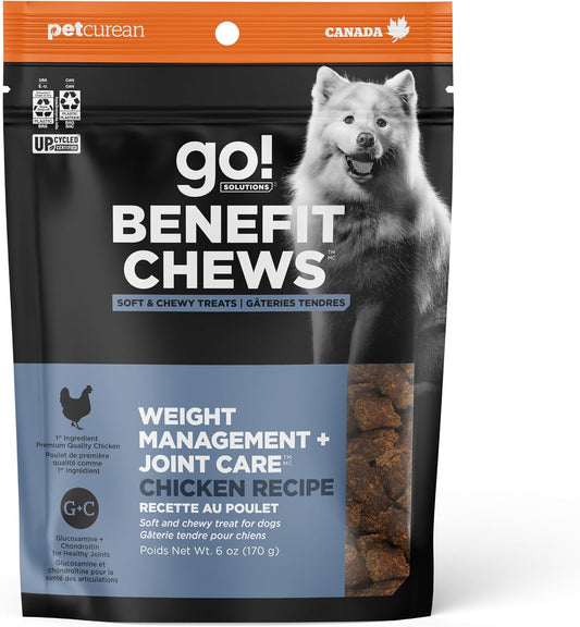 Go! Solutions Weight Management + Joint Care Dog Treats - Chicken Recipe - Soft and Chewy Dog Treats, 6 oz Bag