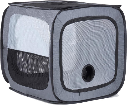 Grey Pet Dog Drying Box - Waterproof, Anti-Hair Flying, Portable Cat/Dog Cage Kennel - Foldable Cat Grooming House Dryer