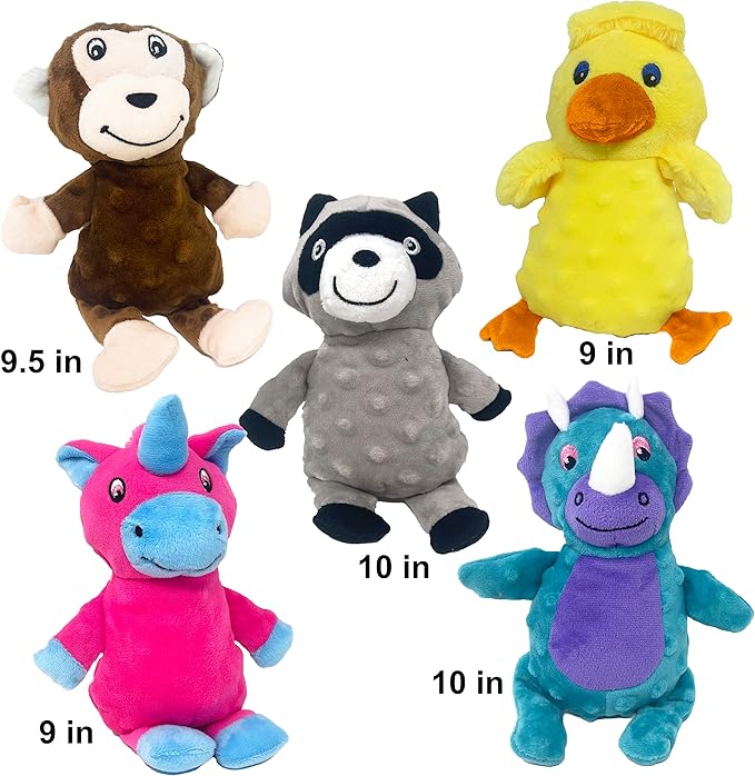 Jalousie Multipack Dog Squeaky Toys Strong Almost Indestructible, with Added Liner for Longer Play Dog Chew Toys (Medium Breeds - 5 Pack Dotted)