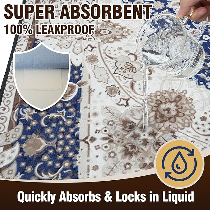 Washable Pee Pads for Dogs 65"x48" (1 Pc), Reusable Dog Pee Pads Extra Large, Super Absorbent Puppy Pads XXL, Waterproof & Leak-Proof Dog Potty Training Pads, Non-Slip Pet Incontinence Pads