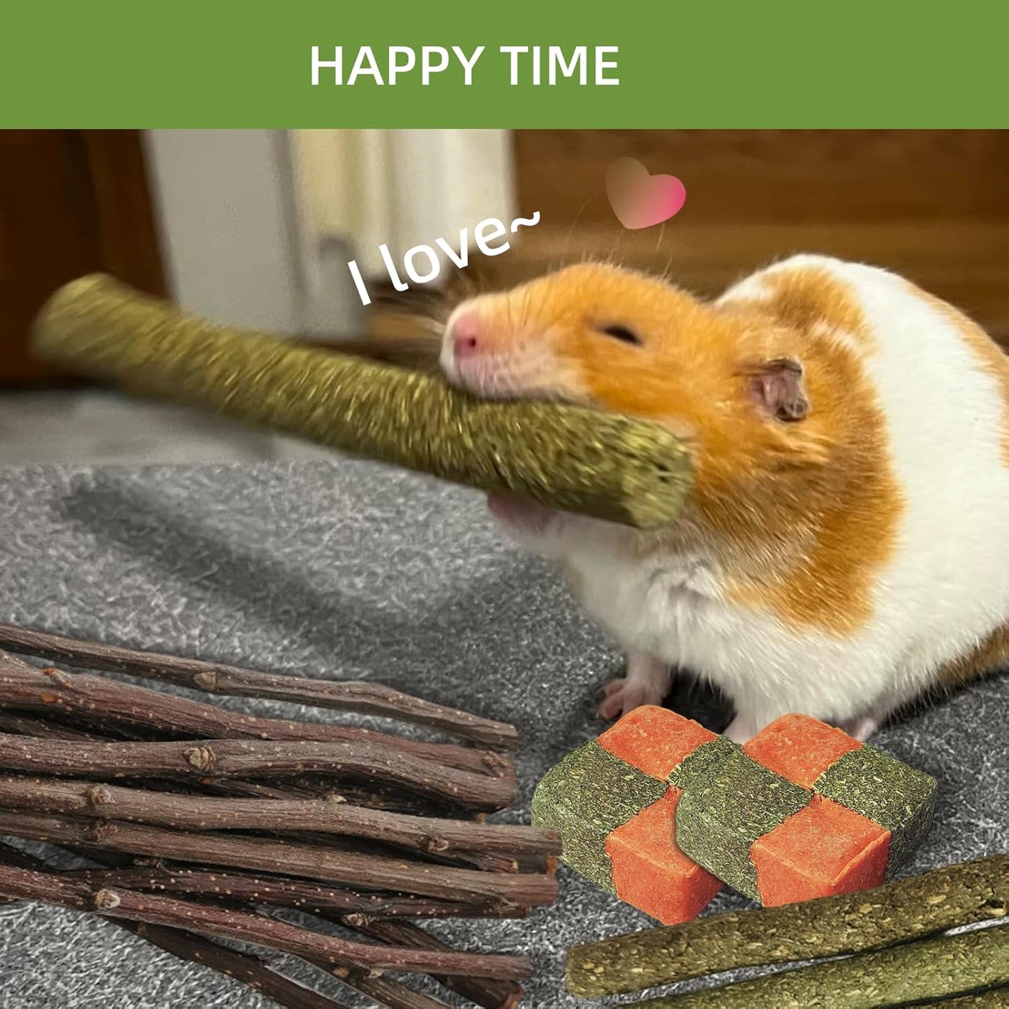 50-60pcs Natural Rabbit Chew Toys, Apple Sticks for Rabbits Rabbit Treats, Guinea Pig Toys Hamster Treats, Timothy Stick,Sweet Bamboo, for Guinea Pig, Hamster, Chinchilla, Rat, Small Animals