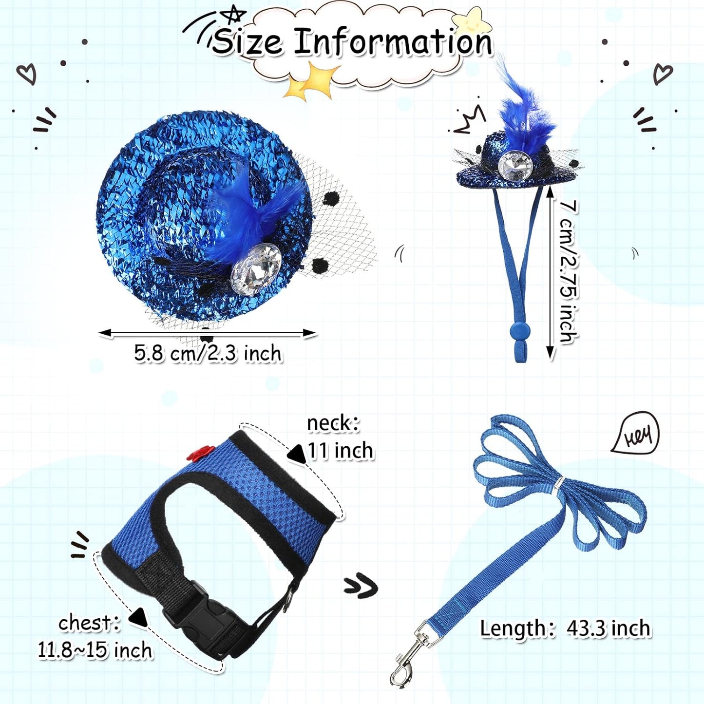 9 Pcs Funny Chicken Accessories Set - Harness, Leash & Hats for Hens, Ducks, Geese & Parrots - Adjustable, Training Walking Supplies