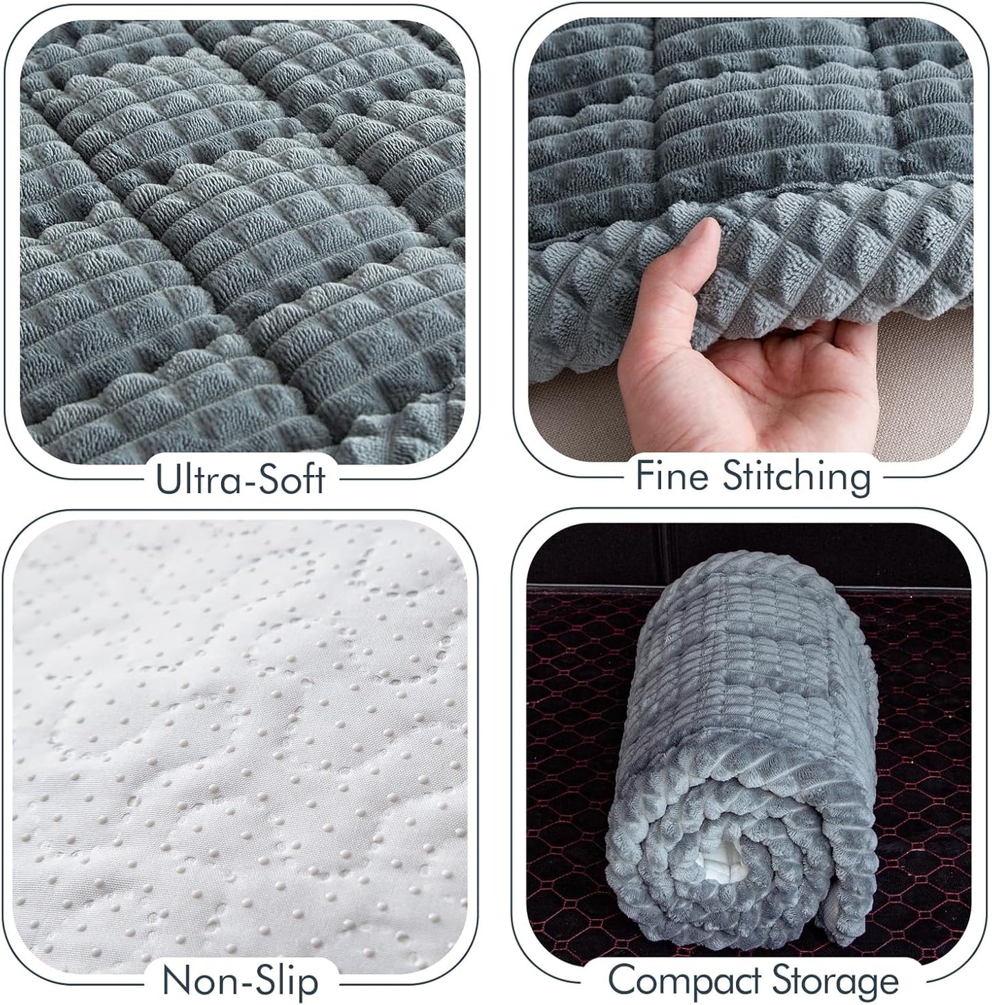 Dog Bed for Car, Pet Travel Backseat Mat for Vehicle SUV Truck Jeep Automobile, Large Washable Foldable Non-Slip Fuzzy Soft Comfortable Cozy Extender Protector Cover Pad, Grey, 24.8x54 in