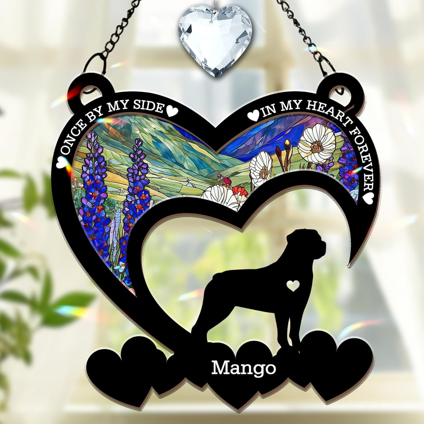 Personalized Pet Memorial Gift for Dog Lovers - Custom Dog Suncatcher Ornament with Name & Breed, Loss of Dog Sympathy Gift, in Loving Memory Keepsake