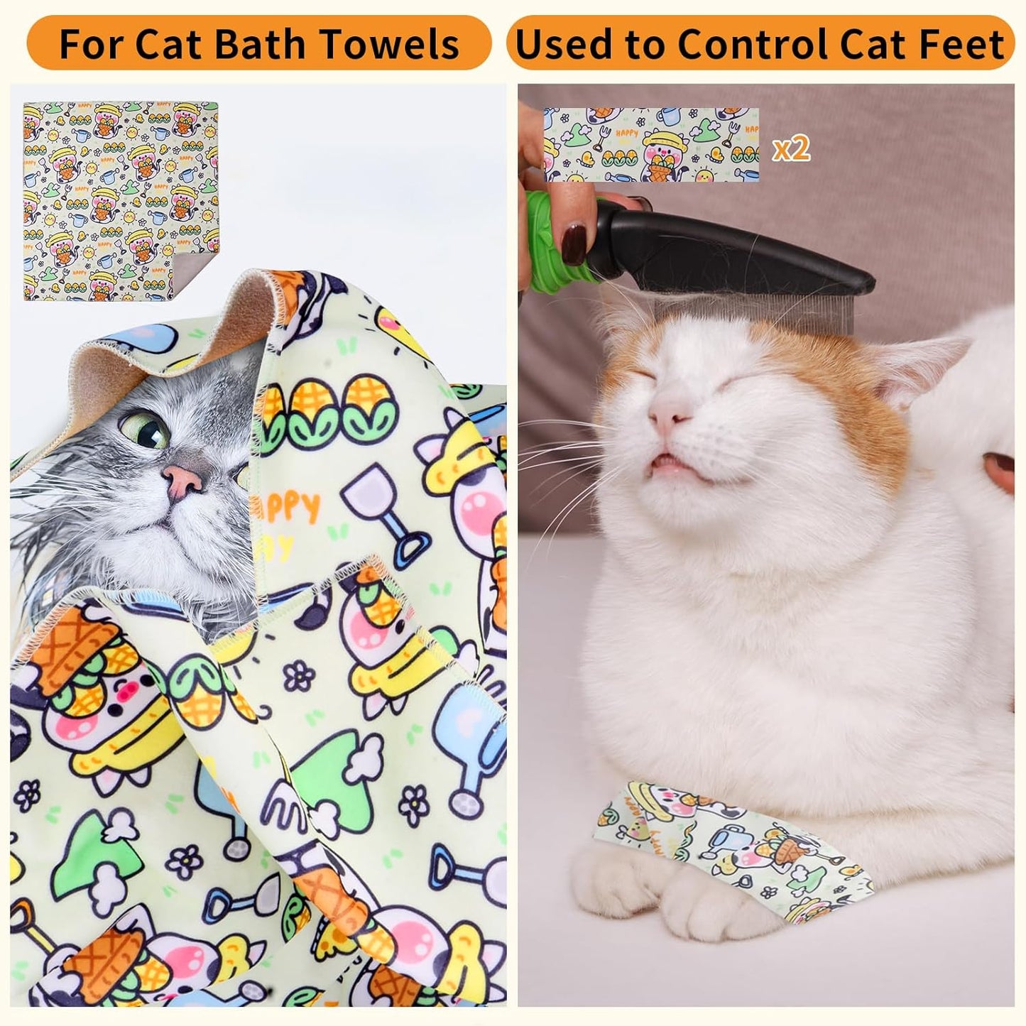 Cat Wrap for Grooming,Cat Wrap for Cutting Nails,Self-Adherent Soft Cat Blanket，Restrain the Cat to Keep Calm,Anti-Bite, Anti-Scratch, Wrap anti-Escape Grooming Bags for Cats ( within 16lbs)
