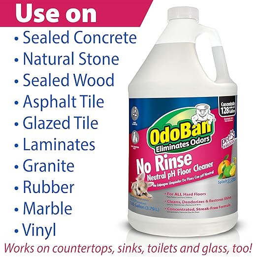 OdoBan Pet Solutions No Rinse Neutral pH Floor Cleaner Concentrate, Made in the USA, 1 Gallon, and Oxy Stain Remover, 32 Ounce Spray