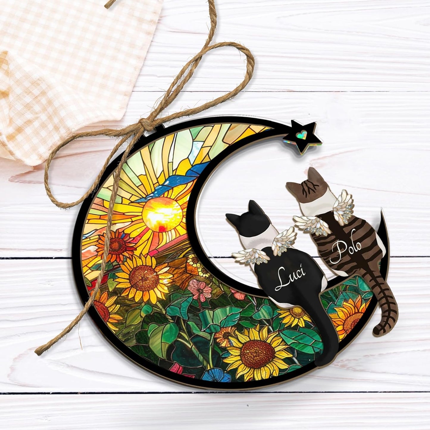 Personalized Cat Memorial Suncatcher – Custom Suncatcher with Name and Breed for Up to 3 Pets, Sympathy Gift for Pet Loss, Memorial Gift for Cat Lovers