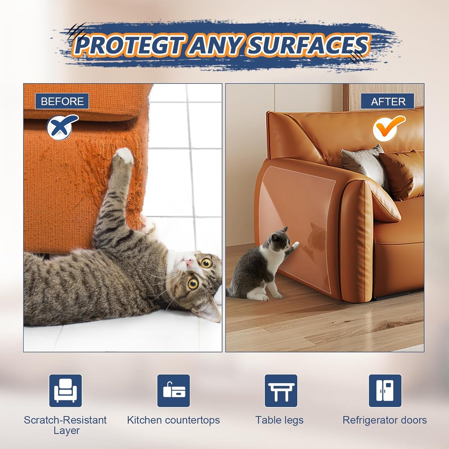 Eunice Cat Scratch Furniture Protectort, 17 x 11.8 in 10 Pack Couch Protector from Claws,Self-Adhesive Tape for Furniture - Easy to Remove Anti Scratch Furniture Protector
