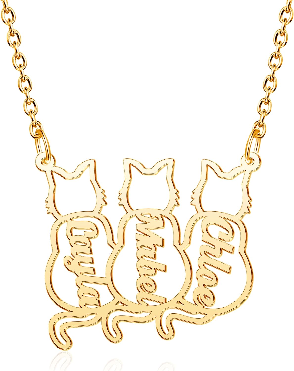 CoolJewelry Custom Dog Breeds Portrait Cat Pet Memorial Name Necklace Dainty Animal Pendant Chain Personalized Jewelry Remembrance Gifts for Dog Lover Women Girls