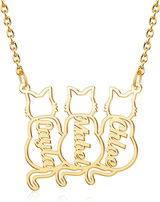 CoolJewelry Custom Dog Breeds Portrait Cat Pet Memorial Name Necklace Dainty Animal Pendant Chain Personalized Jewelry Remembrance Gifts for Dog Lover Women Girls