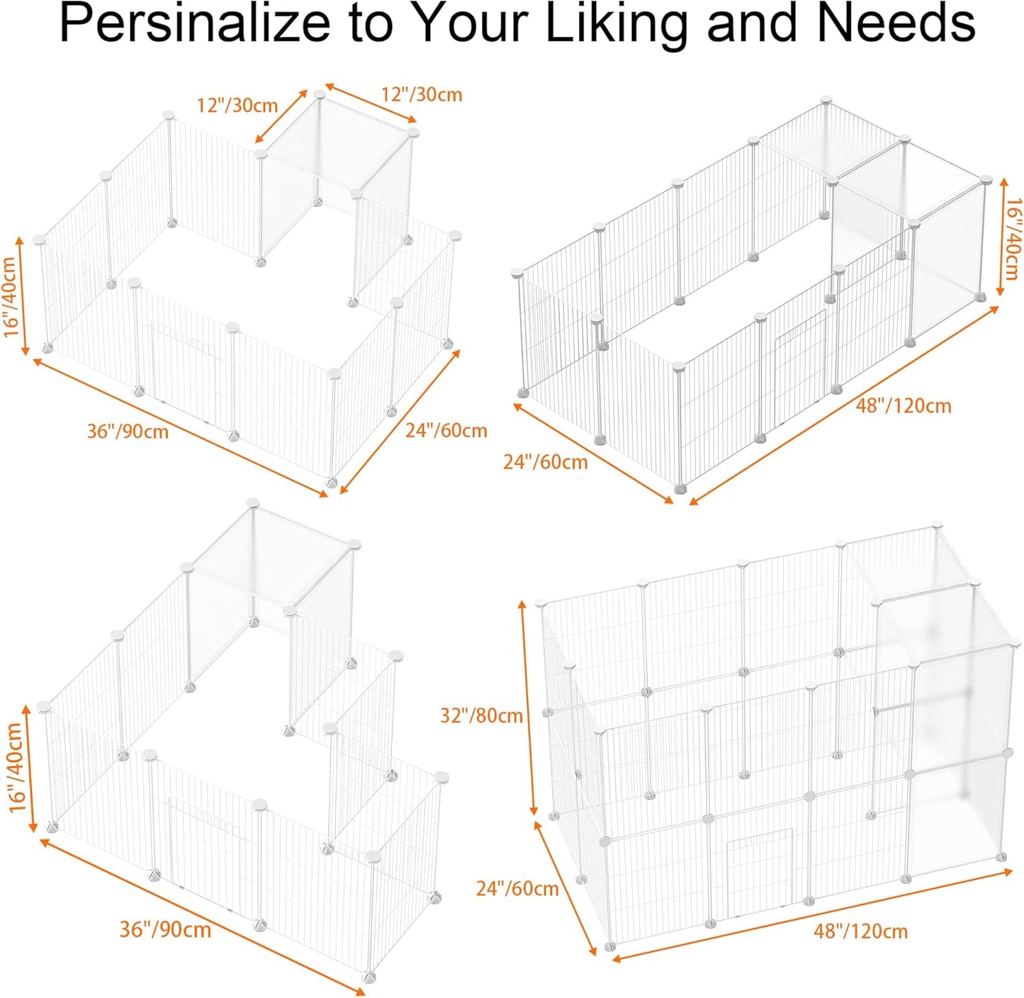 HOMIDEC Pet Playpen,Small Animals Cage DIY Wire Yard Fence with Door for Indoor/Outdoor Use,Portable for Puppies,Kitties,Bunny,Turtle 48" x 24" x 16"