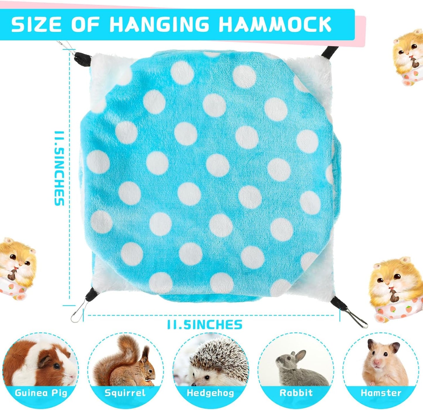Sadnyy 6 Pieces Guinea Pig Rat Hammock Three Layer Ferret Bed Small Animal Hanging Pet Cage Hammock for Chinchilla Rat Sugar Glider Squirrel Reptiles(Lively Pattern)