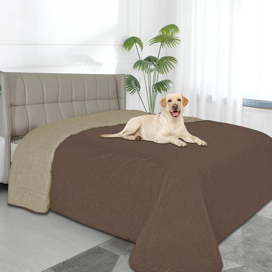 Easy-Going Waterproof Dog Bed Cover Reversible Leak Proof Pet Blanket Replacement Mat for Furniture Washable Couch Cover Sofa Cover for Dogs Cat(52x86 Inch, Brown/Beige)