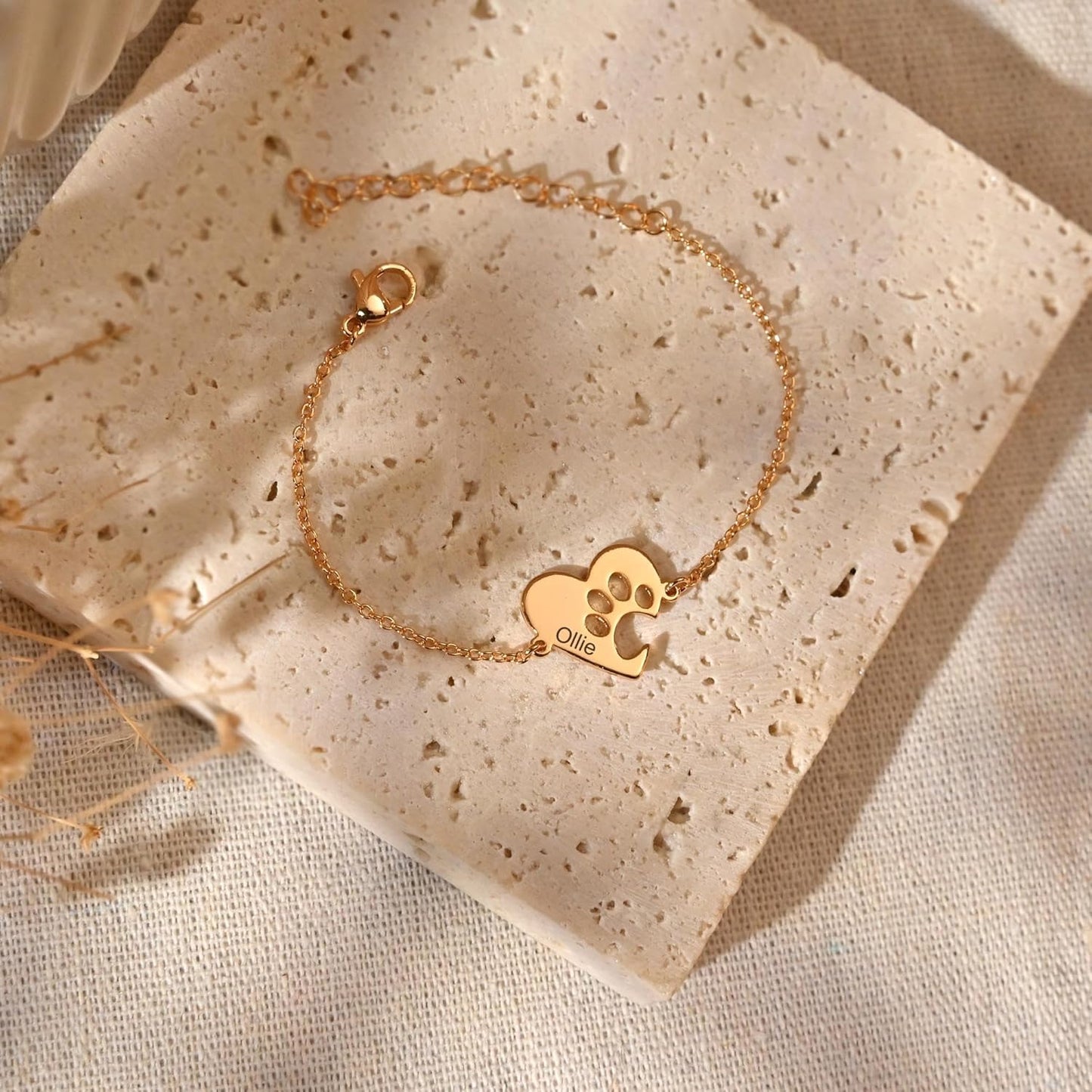 Personalized Pet Name Bracelet Dog/Cat Paw Bracelet Animal Friendly Jewelry Custom Pet Lover Gift Photo Projection Bracelet for Women Mom