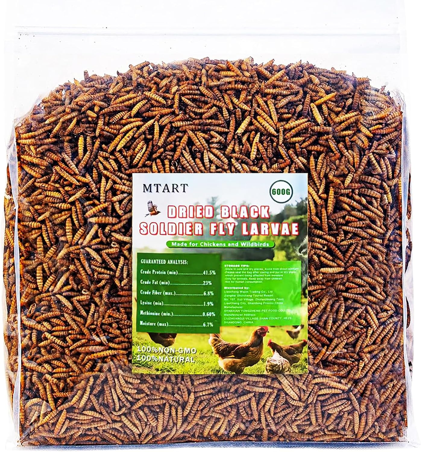 600g Dried Black Soldier Fly Larvae Treat for Chicken, 100% Natural Non-GMO More Calcium Than Dried Mealworms High Protein Chicken Feed for Birds, Ducks, Layer Hens