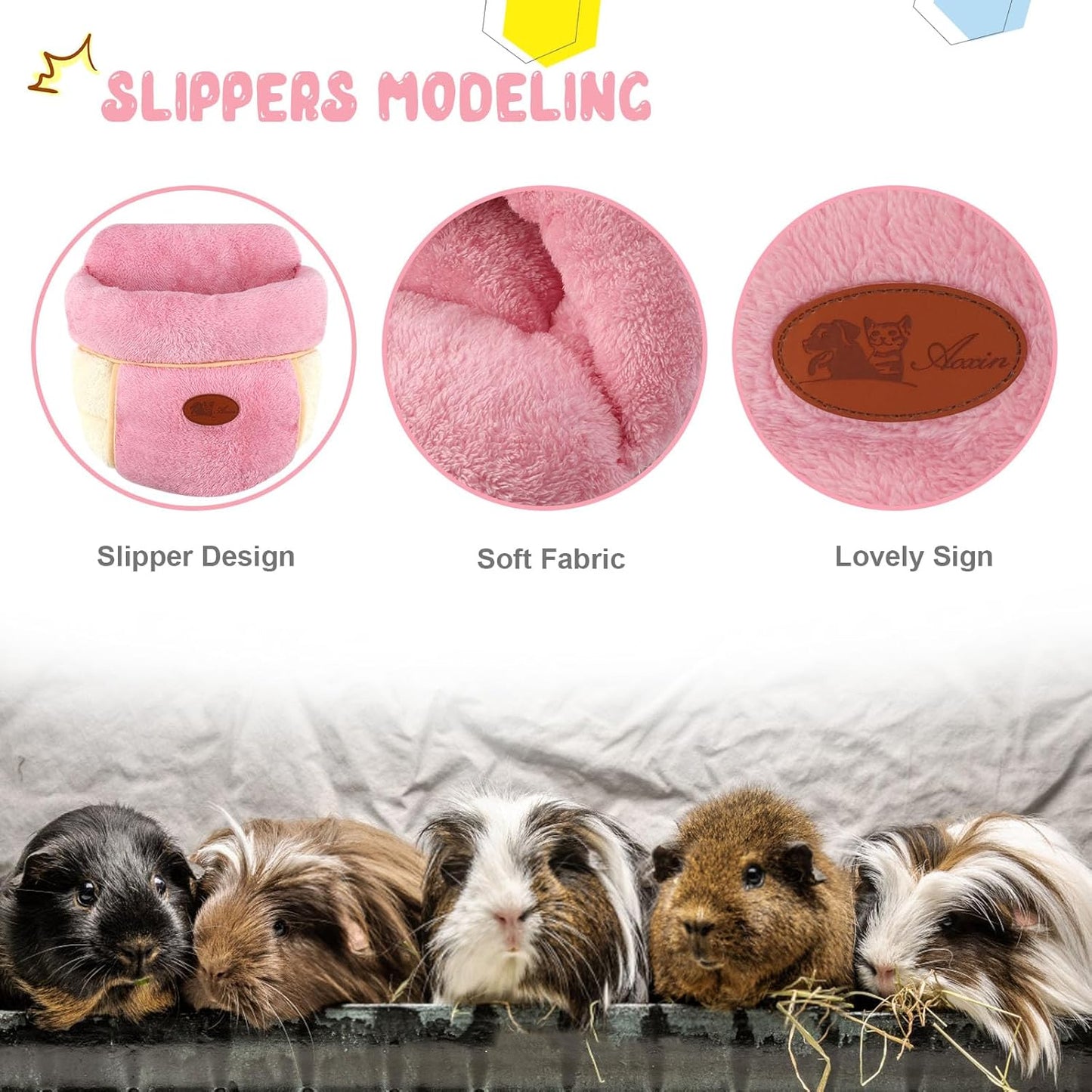 YUEPET Guinea Pig Bed Cuddle Cave Warm Fleece Cozy House Bedding Sleeping Cushion Cage Nest for Small Animal Squirrel Chinchilla Hedgehog Cage Accessories Pink