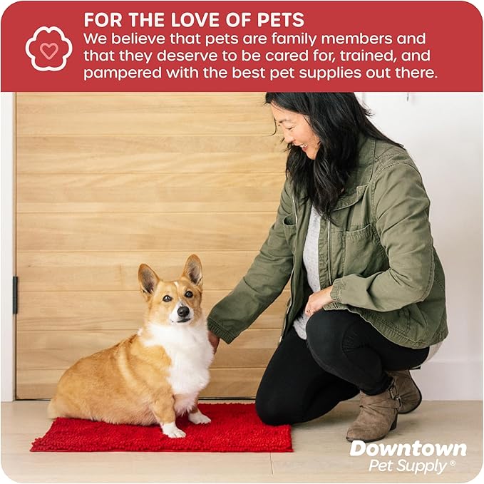 My Doggy Place Microfiber Dog Mat for Muddy Paws, 18" x 24" Red - Absorbent and Quick-Drying Dog Paw Cleaning Mat, Washer and Dryer Safe - Non-Slip Rubber Backed Dog Floor Mat, Small