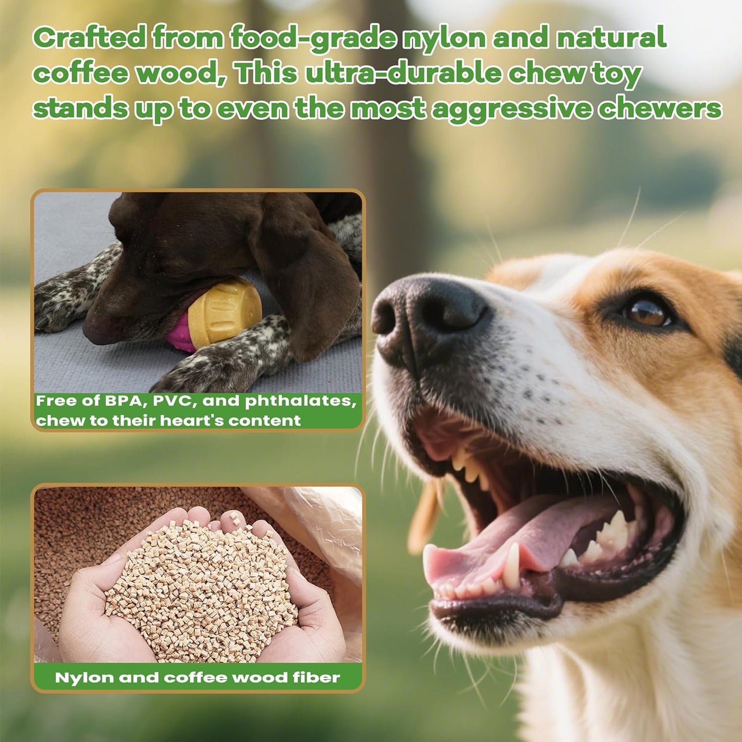 Interactive Dog Toys, Frozen Treat Dispensing for Aggressive Chewers, Indestructible Nylon Chew Toy, Slow Puzzle Feeder for Healthy Eating, for Small Medium Large Breed to Keep Them Busy, Green