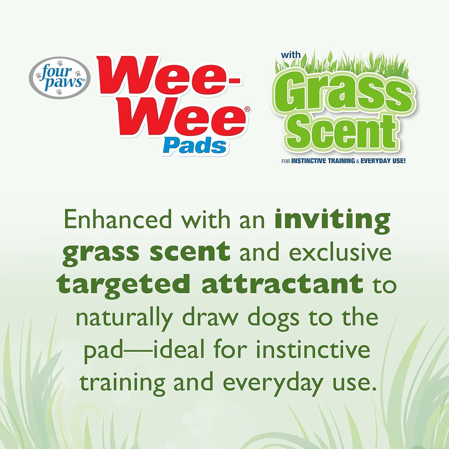 Four Paws Wee-Wee Ultimate Attractant Grass Scented Pee Pads for Dogs & Puppies, Leak-Proof Dog Housebreaking Instinctive Potty Training Floor Protection, 22" x 23", 100 Count