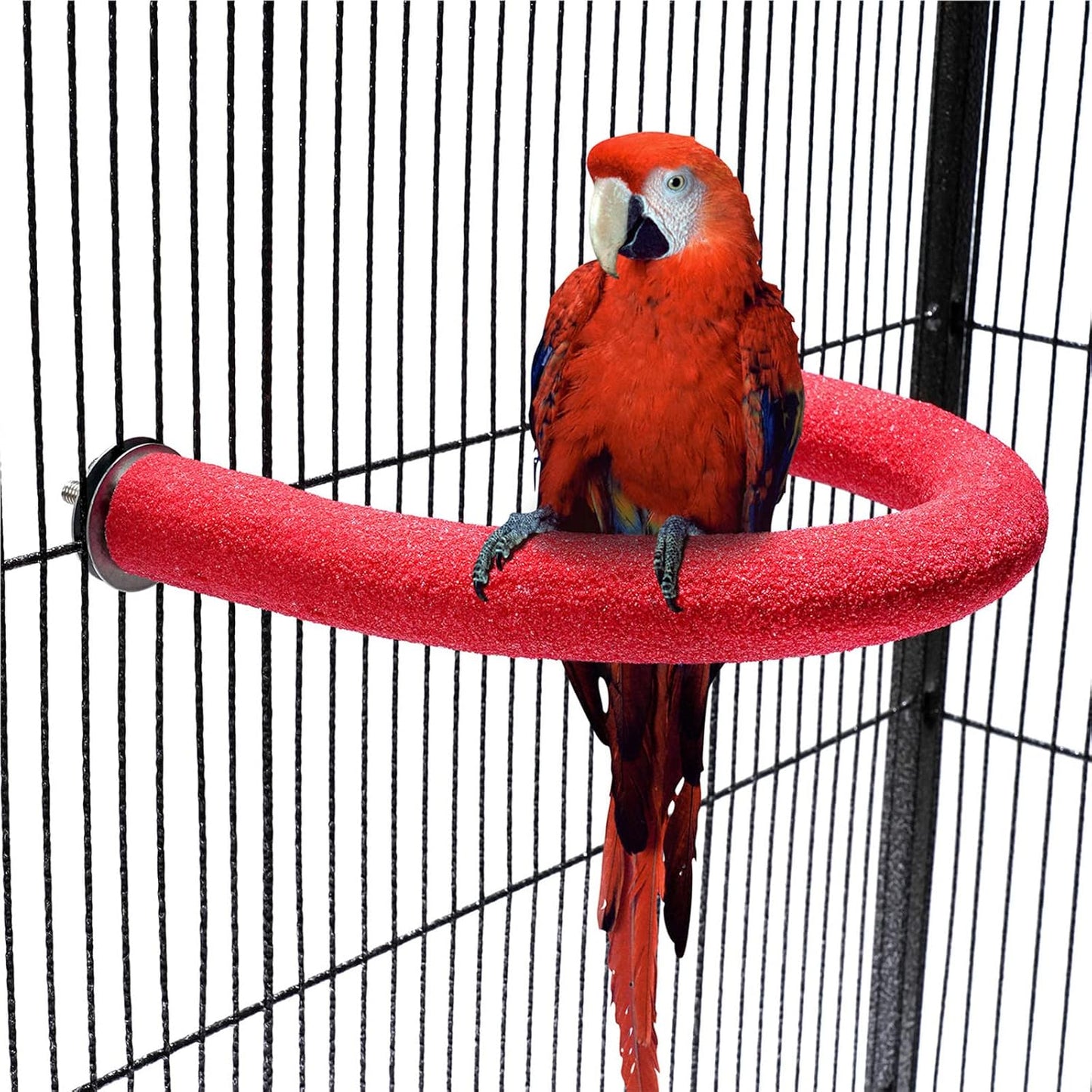 U Shape Parrot Perch Stand Toy Bird Platform Sand Paw Grinding Clean Stick Exercise Conure Budgie Cockatiel Cage Accessories (Red)