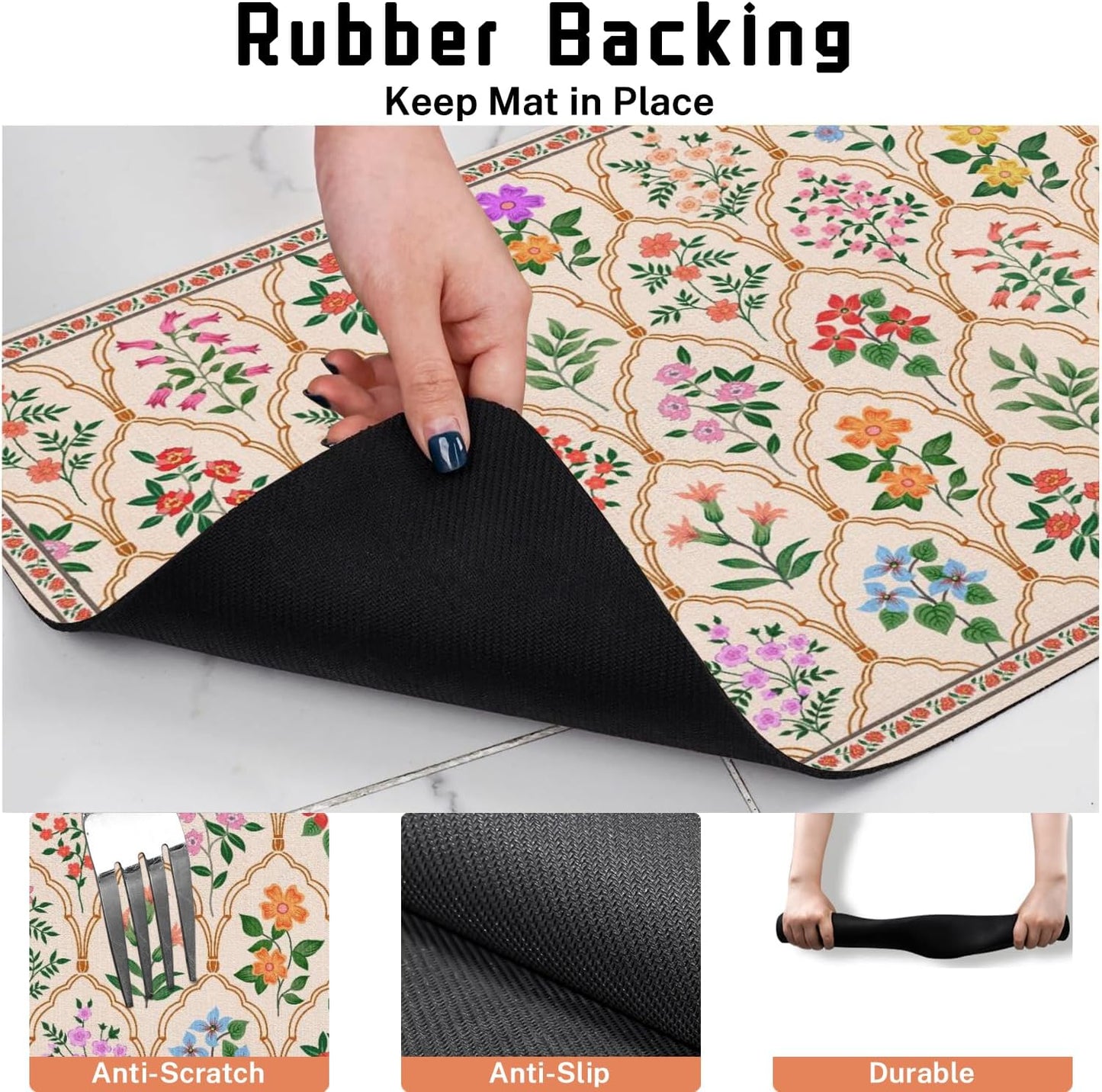 Absorbent Pet Dog Bowl Mat for Food and Water, Pet Cat Food Feeding Mat with Non Slip Rubber Backing, Dog Food Mats for Floors Waterproof, 12"x20"