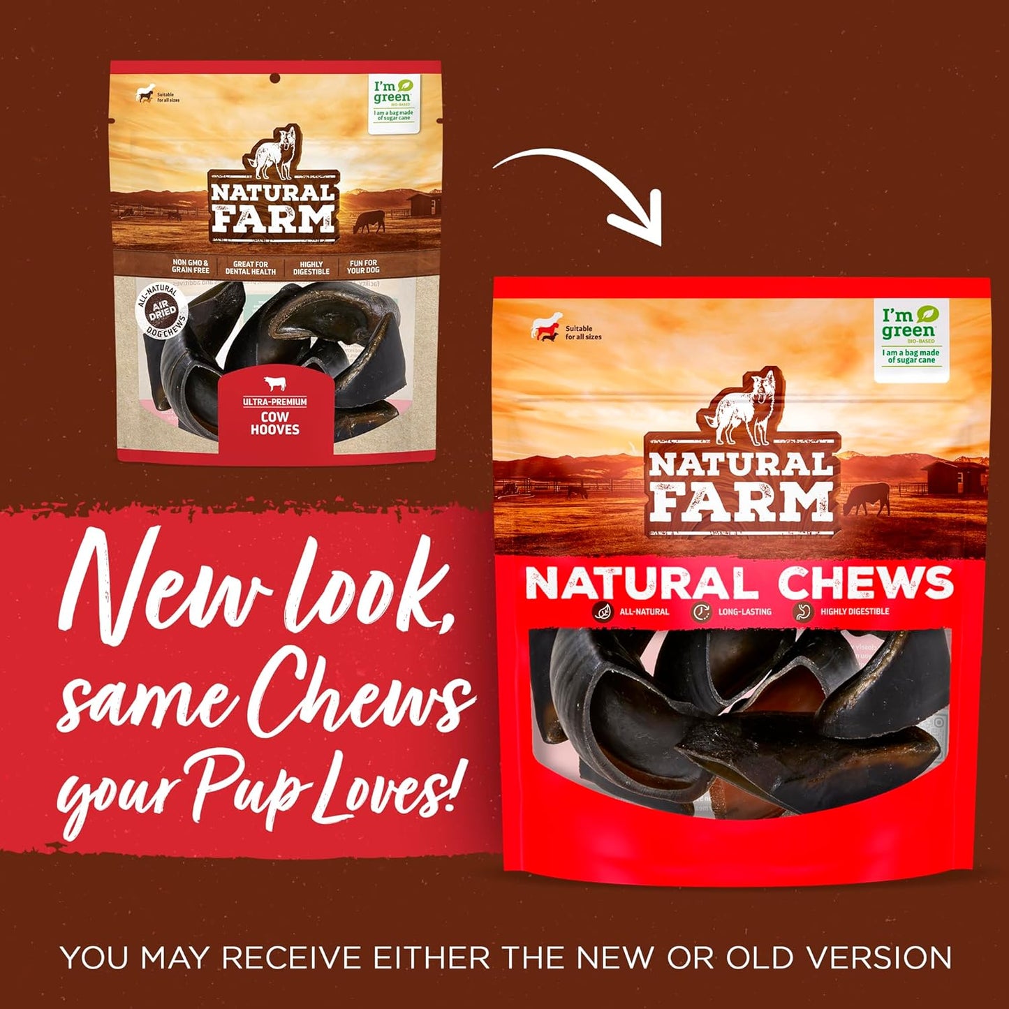 Natural Farm Bacon & Cheese Flavor Filled Cow Hooves for Dogs (4-Pack), Long-Lasting Natural Hoof Beef Bone Treats, Best for Small, Medium & Large Dogs