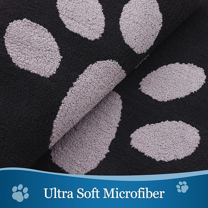 Buganda Dog Door Mat for Muddy Paws, Absorbent Dirt Trapper Washable Indoor Doormats, Non Slip Low-Profile Mud Mat for Dogs, Front Entrance Doormat for Inside Floor (30x20 Inches, Black and Grey)