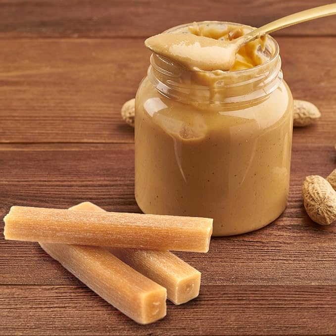 EcoKind Pet Treats Premium Gold Peanut Butter Flavored Churro Chews | All Natural Himalayan Yak Cheese Dog Chew for Small to Large Dogs | Keeps Dogs Busy & Enjoying Indoors & Outdoor Use (20 Sticks)