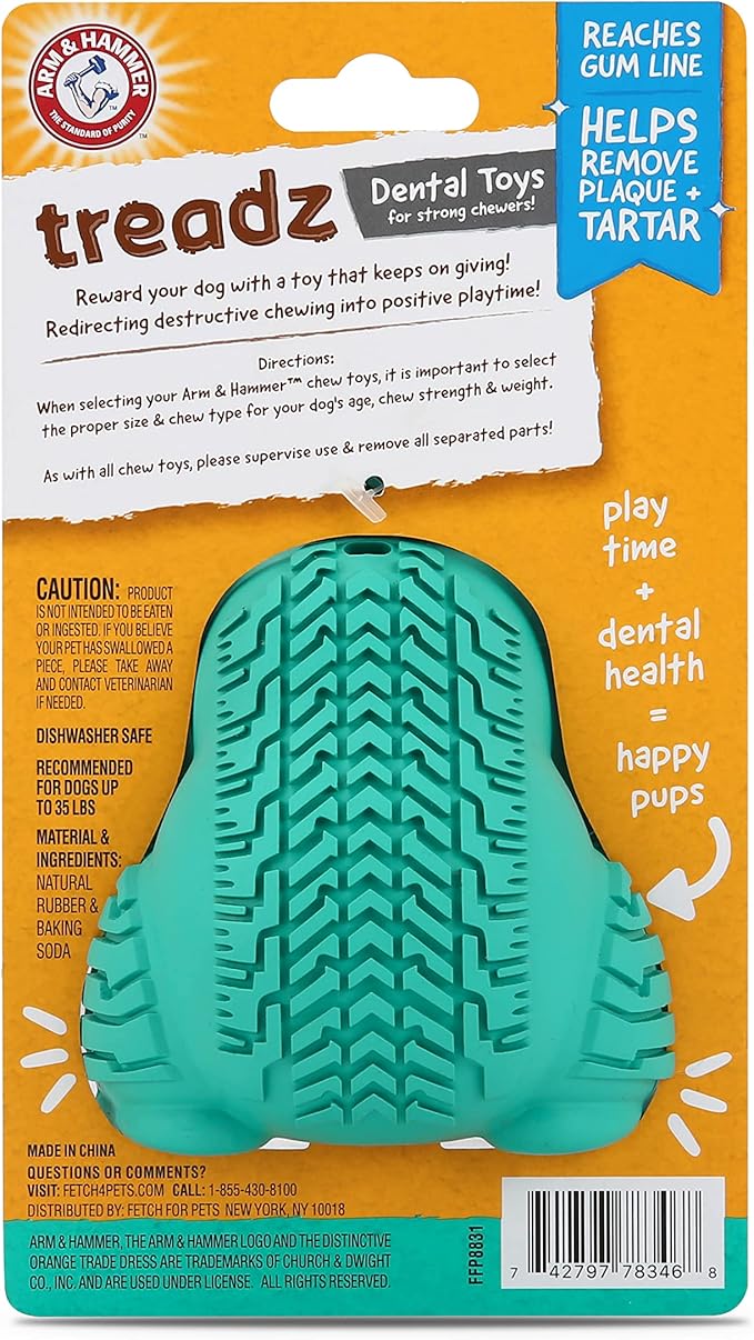 Arm & Hammer for Pets Super Treadz Gorilla Dental Chew Toy for Dogs - Dog Dental Toys Reduce Plaque & Tartar Buildup Without Brushing - Safe for Dogs up to 35 Lbs