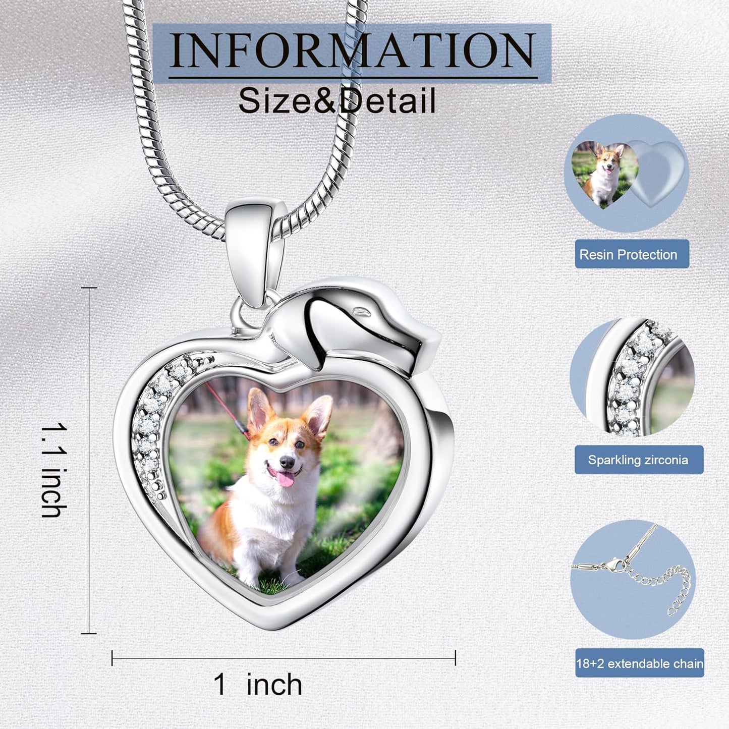 Farfume Personalized Pet Urn Necklace for Dog Cat Ashes Cremation Pet Memorial Customized Photo Text Engraving Pendant Keepsake Funeral Jewelry
