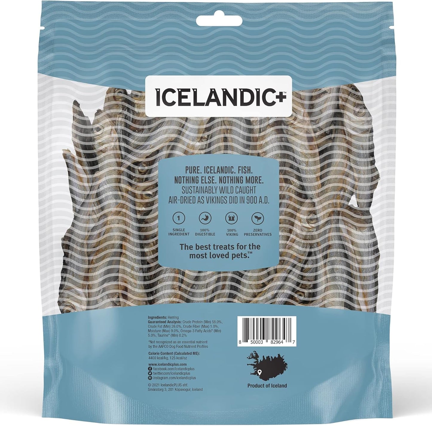Icelandic+ Whole Fish Herring - 9oz Bag - Dog Treats, Pure Wild-Caught & Air-Dried, Single Ingredient Snack, Pet Chew, Just The Fish Nothing Else