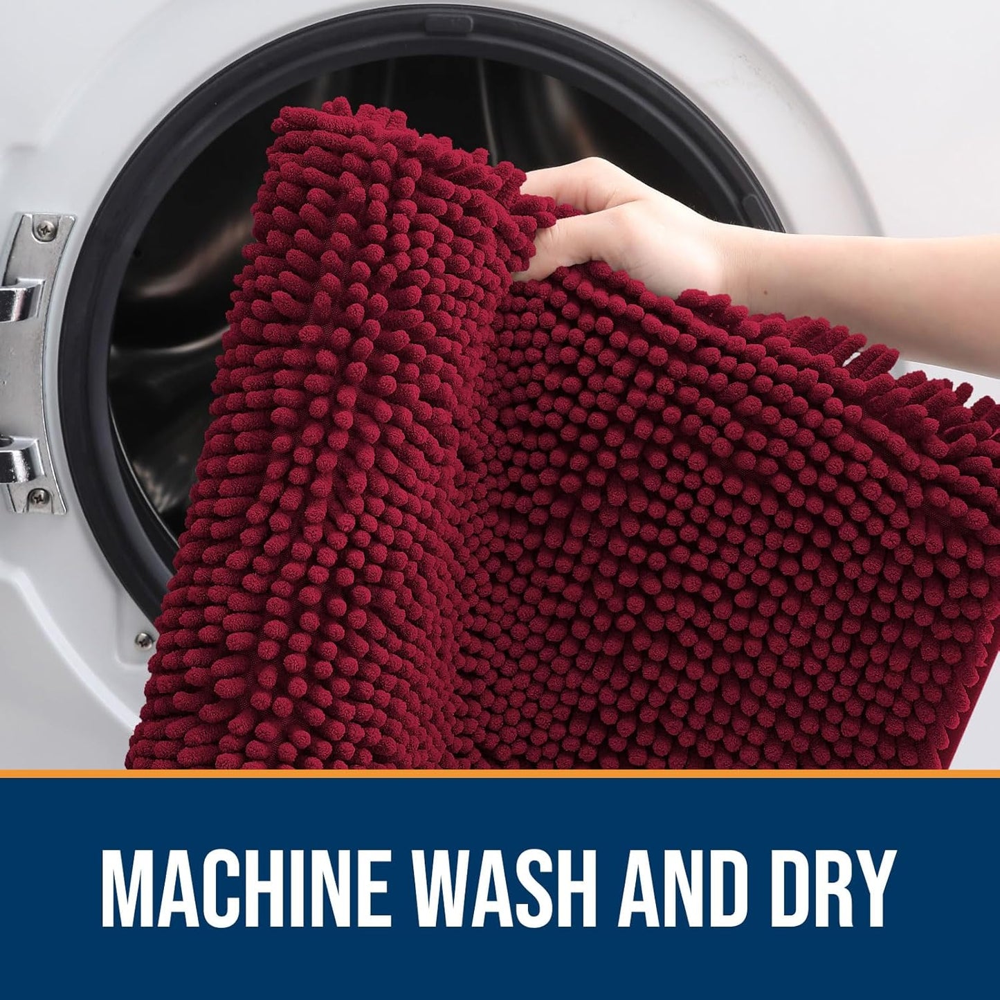 OLANLY Dog Door Mat for Muddy Paws 44x24, Absorbs Moisture and Dirt, Absorbent Non-Slip Washable Doormat, Quick Dry Chenille Mud Mat for Dogs, Entry Indoor Entryway Carpet for Inside Floor, Burgundy