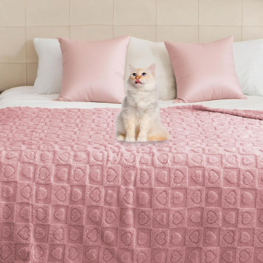 gogobunny Calming Plush Dog Cat Blanket 300GSM Coral Fleece, Ultra-Soft Machine Washable Pet Bedding for Small Medium Dogs Cats Puppies Kittens (Pink, 50x60)