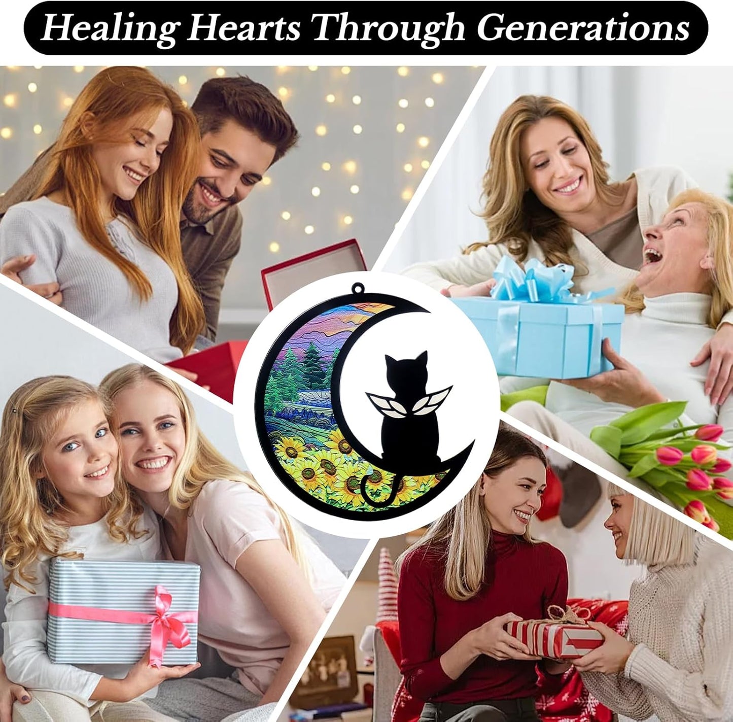 Pet Memorial Suncatcher, Loss of Cat & Dog Sympathy Gifts, Hanging Stained Acrylic Light Catcher, Cat & Dog Memorial Ornament for Pet Lovers, Angel Pattern